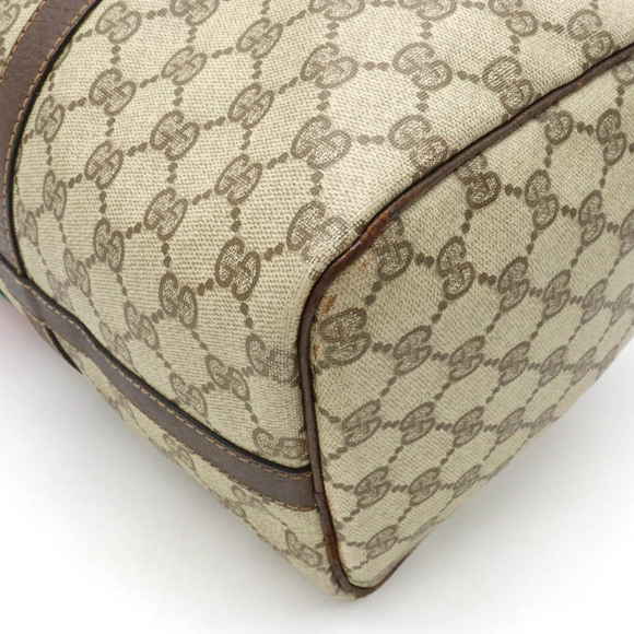 GUCCI Gucci Old Sherry Line Handbag Boston Bag Coated Canvas Leather Beige Da... - Picture 3 of 8